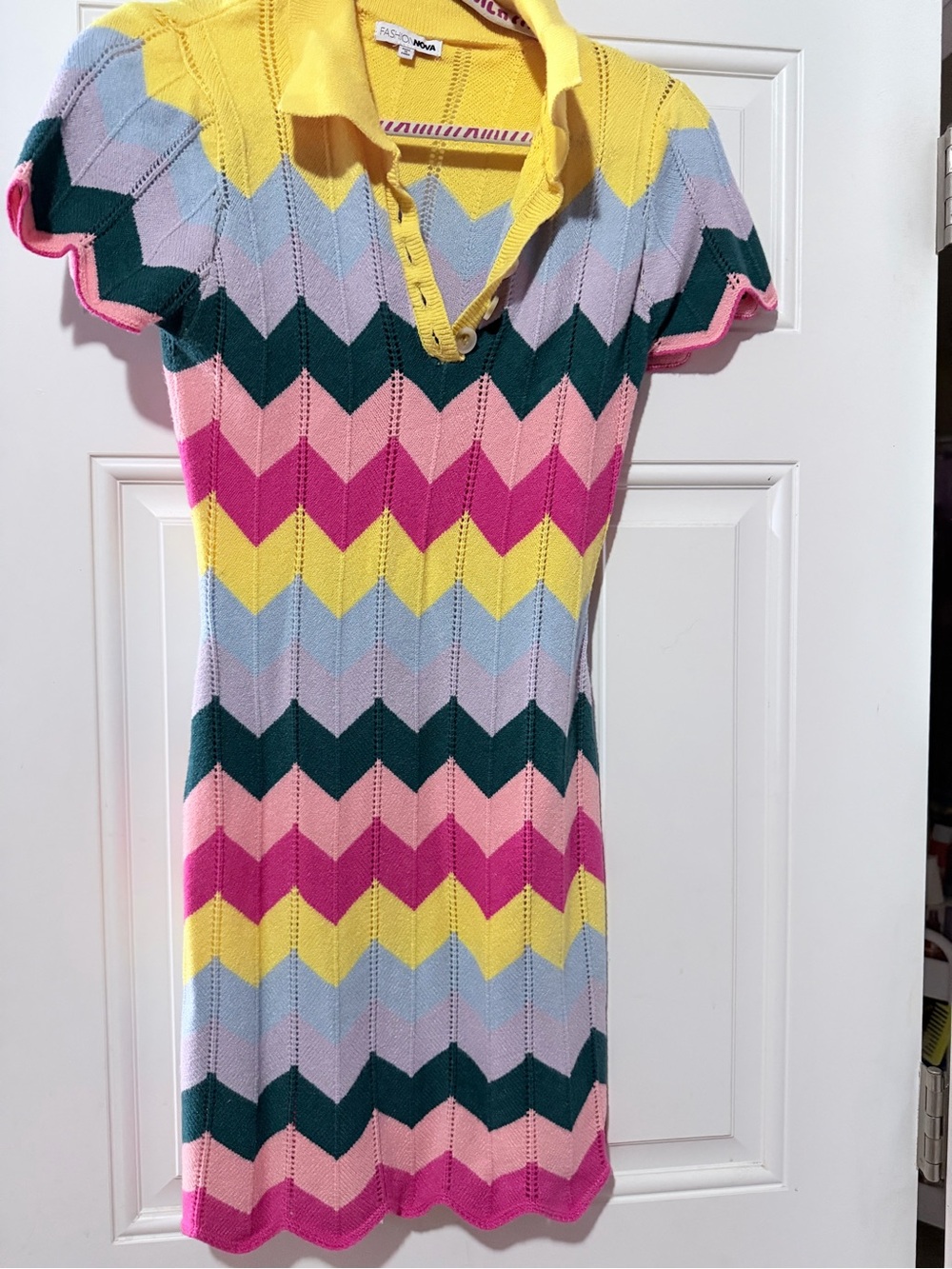 Fashion Nova Multicolor Chevron Midi Polo Dress